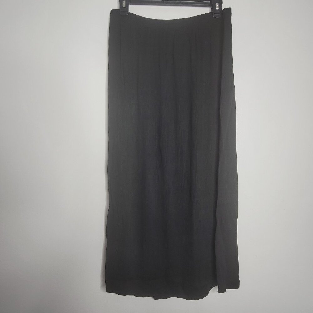 Eileen‎ Fisher Midi Skirt Womens Medium Black Minimalist Stretch Elastic Waist